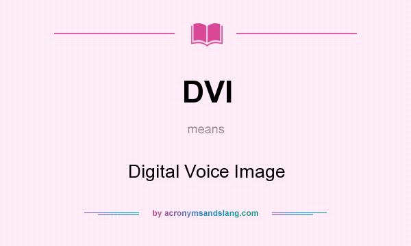 What does DVI mean? It stands for Digital Voice Image