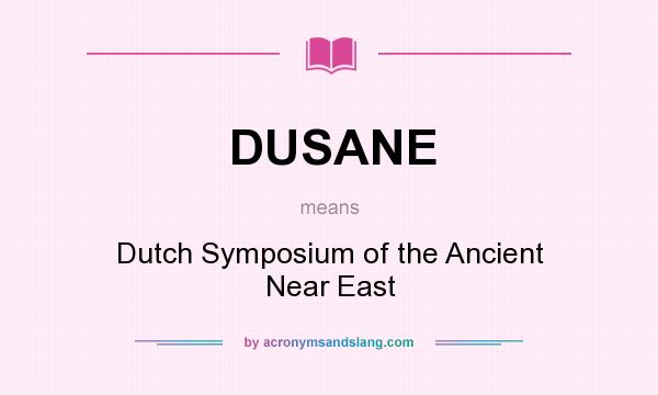 What does DUSANE mean? It stands for Dutch Symposium of the Ancient Near East