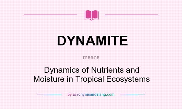 What does DYNAMITE mean? It stands for Dynamics of Nutrients and Moisture in Tropical Ecosystems