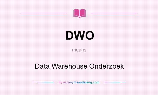 What does DWO mean? It stands for Data Warehouse Onderzoek