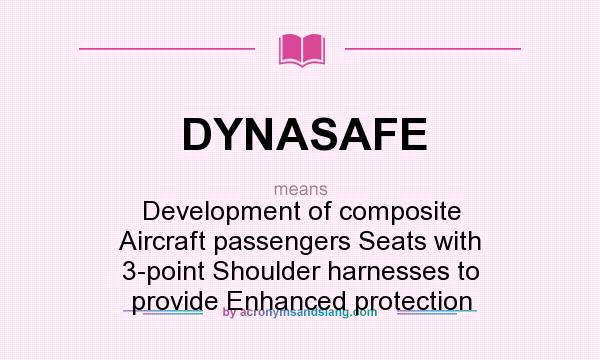 What does DYNASAFE mean? It stands for Development of composite Aircraft passengers Seats with 3-point Shoulder harnesses to provide Enhanced protection