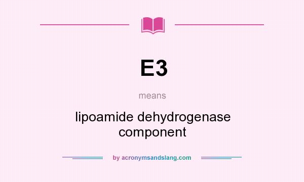 What does E3 mean? It stands for lipoamide dehydrogenase component