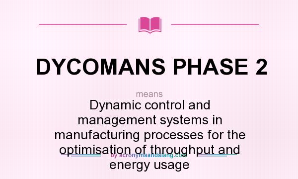 What does DYCOMANS PHASE 2 mean? It stands for Dynamic control and management systems in manufacturing processes for the optimisation of throughput and energy usage