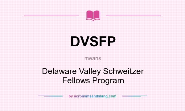 What does DVSFP mean? It stands for Delaware Valley Schweitzer Fellows Program