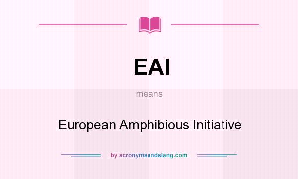 What does EAI mean? It stands for European Amphibious Initiative