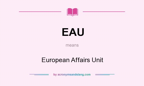 What does EAU mean? It stands for European Affairs Unit