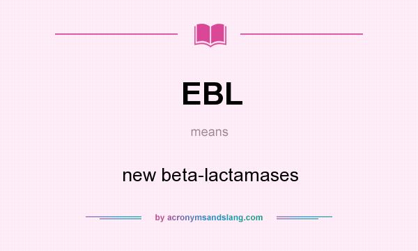 What does EBL mean? It stands for new beta-lactamases