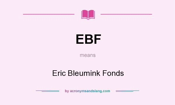 What does EBF mean? It stands for Eric Bleumink Fonds