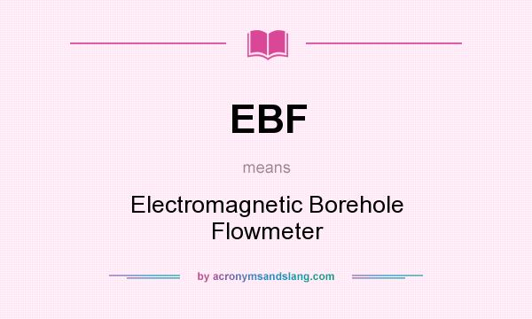 What does EBF mean? It stands for Electromagnetic Borehole Flowmeter
