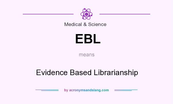 What does EBL mean? It stands for Evidence Based Librarianship