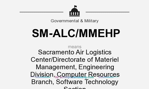 What does SM-ALC/MMEHP mean? It stands for Sacramento Air Logistics Center/Directorate of Materiel Management, Engineering Division, Computer Resources Branch, Software Technology Section