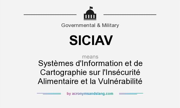 What does SICIAV mean? It stands for Systèmes d`Information et de Cartographie sur l`Insécurité Alimentaire et la Vulnérabilité