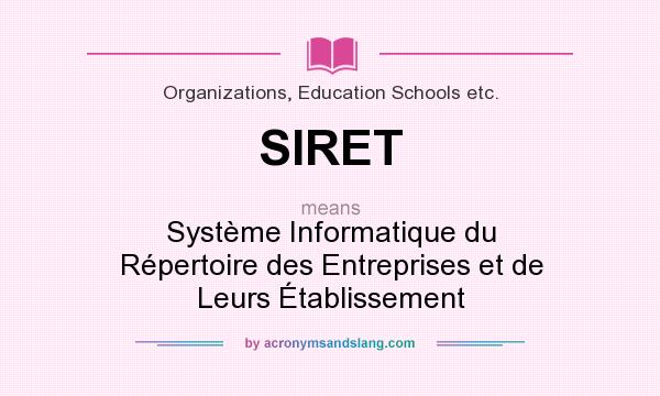 What does SIRET mean? It stands for Système Informatique du Répertoire des Entreprises et de Leurs Établissement