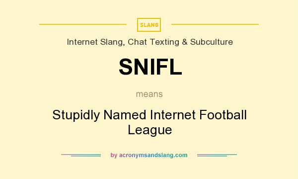 What does SNIFL mean? It stands for Stupidly Named Internet Football League