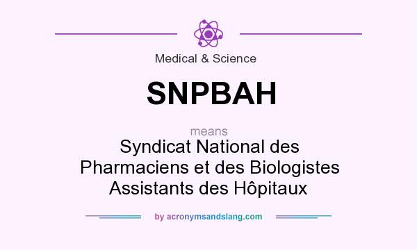 What does SNPBAH mean? It stands for Syndicat National des Pharmaciens et des Biologistes Assistants des Hôpitaux