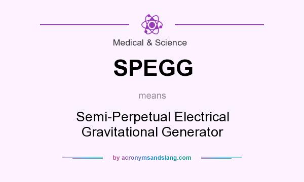 What does SPEGG mean? It stands for Semi-Perpetual Electrical Gravitational Generator