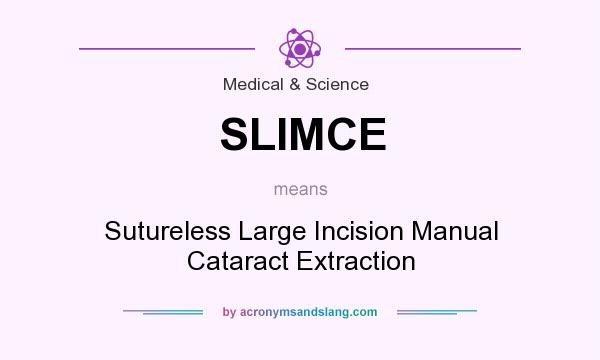What does SLIMCE mean? It stands for Sutureless Large Incision Manual Cataract Extraction