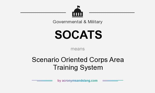 What does SOCATS mean? It stands for Scenario Oriented Corps Area Training System