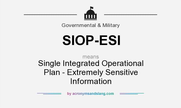What does SIOP-ESI mean? It stands for Single Integrated Operational Plan - Extremely Sensitive Information