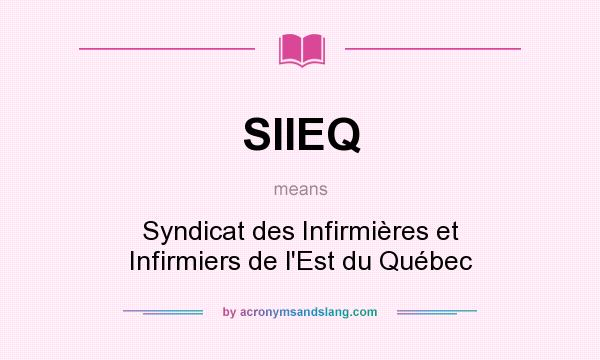 What does SIIEQ mean? It stands for Syndicat des Infirmières et Infirmiers de l`Est du Québec