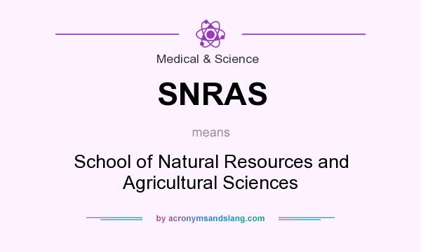 What does SNRAS mean? It stands for School of Natural Resources and Agricultural Sciences