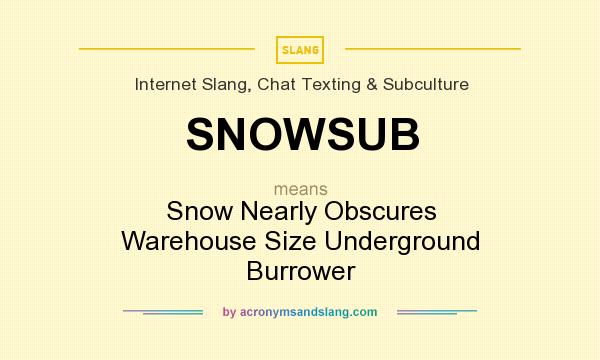 What does SNOWSUB mean? It stands for Snow Nearly Obscures Warehouse Size Underground Burrower