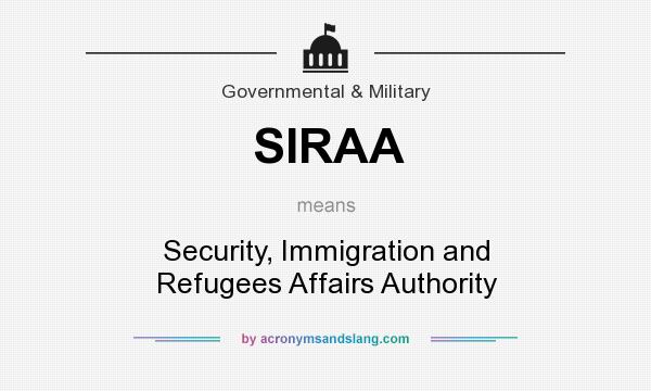 What does SIRAA mean? It stands for Security, Immigration and Refugees Affairs Authority