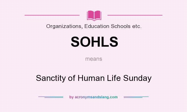 What does SOHLS mean? It stands for Sanctity of Human Life Sunday