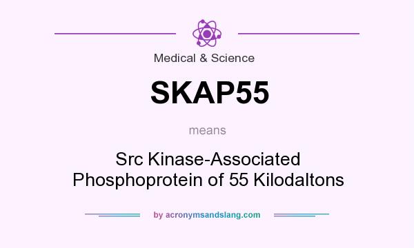 What does SKAP55 mean? It stands for Src Kinase-Associated Phosphoprotein of 55 Kilodaltons