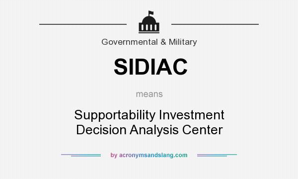 What does SIDIAC mean? It stands for Supportability Investment Decision Analysis Center
