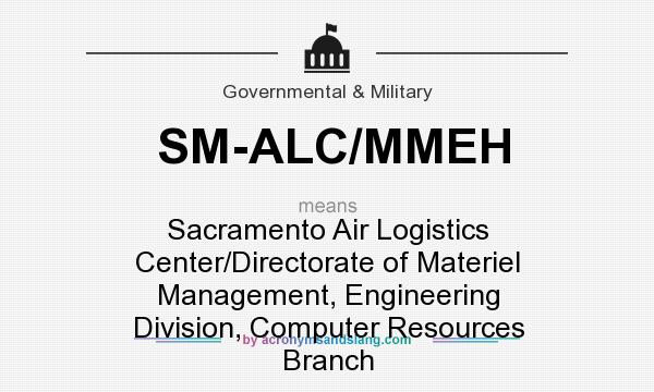 What does SM-ALC/MMEH mean? It stands for Sacramento Air Logistics Center/Directorate of Materiel Management, Engineering Division, Computer Resources Branch