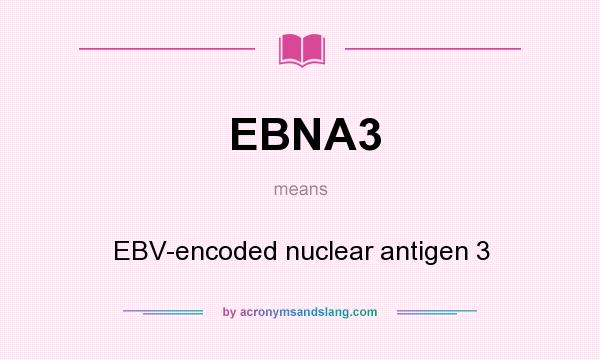 What does EBNA3 mean? It stands for EBV-encoded nuclear antigen 3