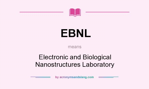 What does EBNL mean? It stands for Electronic and Biological Nanostructures Laboratory