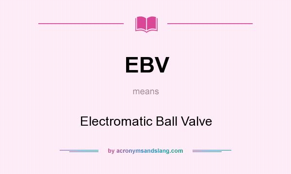 What does EBV mean? It stands for Electromatic Ball Valve