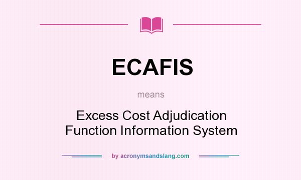 What does ECAFIS mean? It stands for Excess Cost Adjudication Function Information System