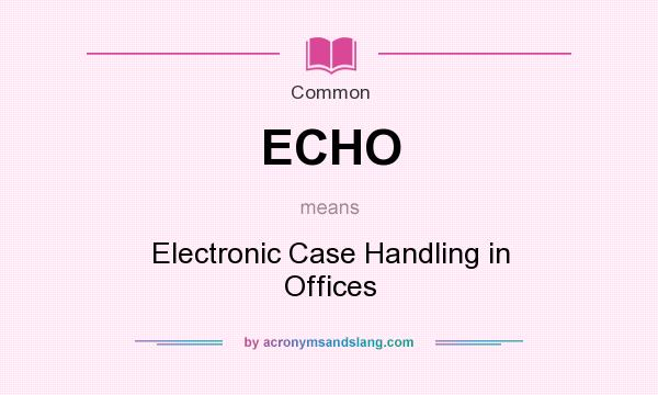 What does ECHO mean? It stands for Electronic Case Handling in Offices
