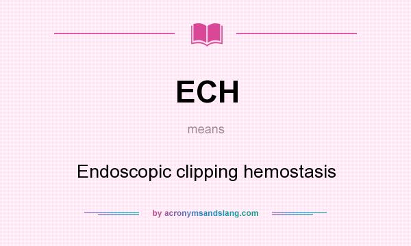 What does ECH mean? It stands for Endoscopic clipping hemostasis