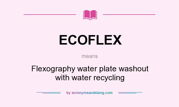 What does ECOFLEX mean? It stands for Flexography water plate washout with water recycling