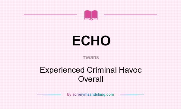What does ECHO mean? It stands for Experienced Criminal Havoc Overall