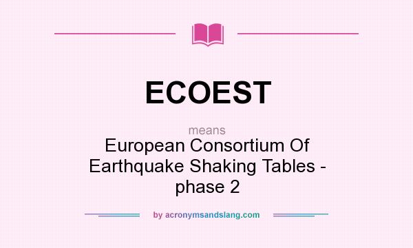 What does ECOEST mean? It stands for European Consortium Of Earthquake Shaking Tables - phase 2