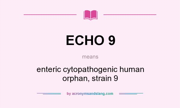 What does ECHO 9 mean? It stands for enteric cytopathogenic human orphan, strain 9