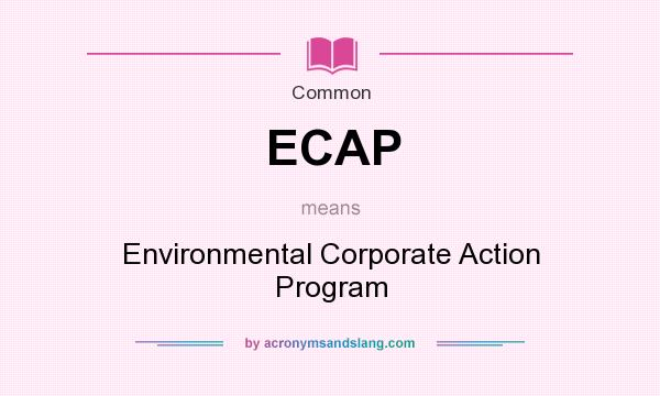 What does ECAP mean? It stands for Environmental Corporate Action Program