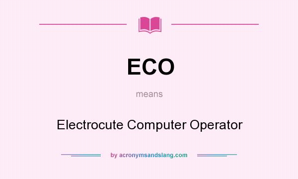 What does ECO mean? It stands for Electrocute Computer Operator
