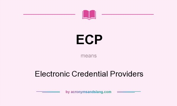 What does ECP mean? It stands for Electronic Credential Providers