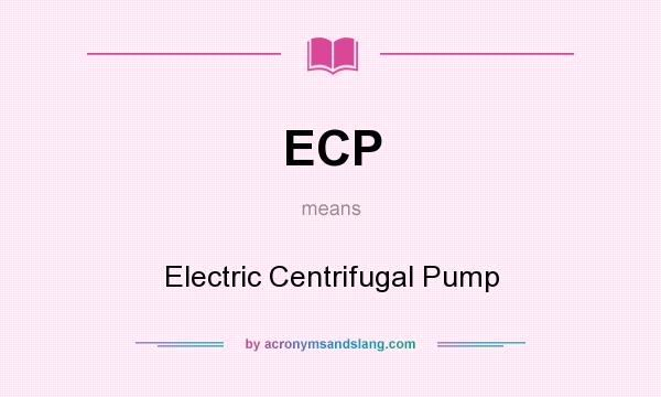 What does ECP mean? It stands for Electric Centrifugal Pump
