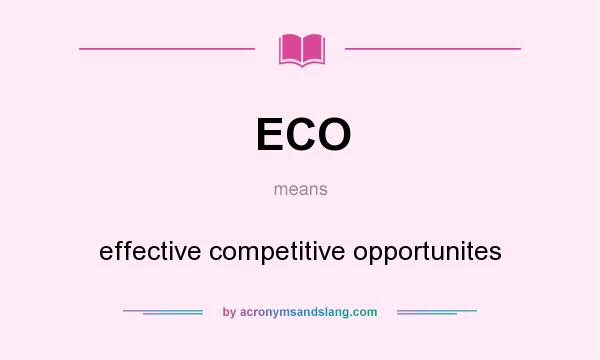 What does ECO mean? It stands for effective competitive opportunites