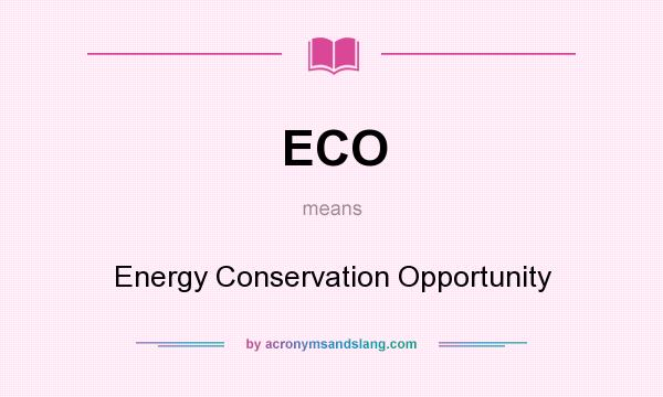 What does ECO mean? It stands for Energy Conservation Opportunity