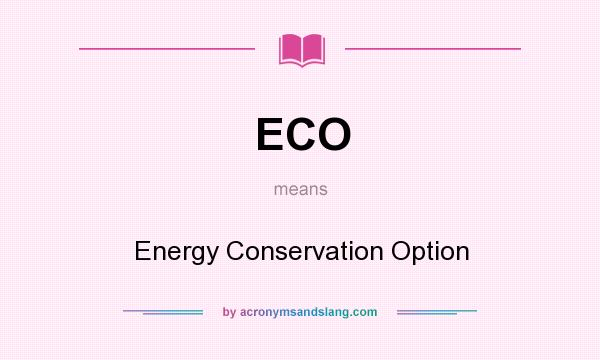What does ECO mean? It stands for Energy Conservation Option