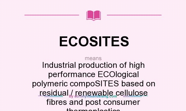 What does ECOSITES mean? It stands for Industrial production of high performance ECOlogical polymeric compoSITES based on residual / renewable cellulose fibres and post consumer thermoplastics