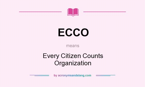 What does ECCO mean? It stands for Every Citizen Counts Organization